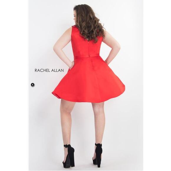 Rachel ALLAN 4814 Curves Fit & Flare Cocktail Mini Skirt Dress Size 22 Red - Picture 2 of 5
